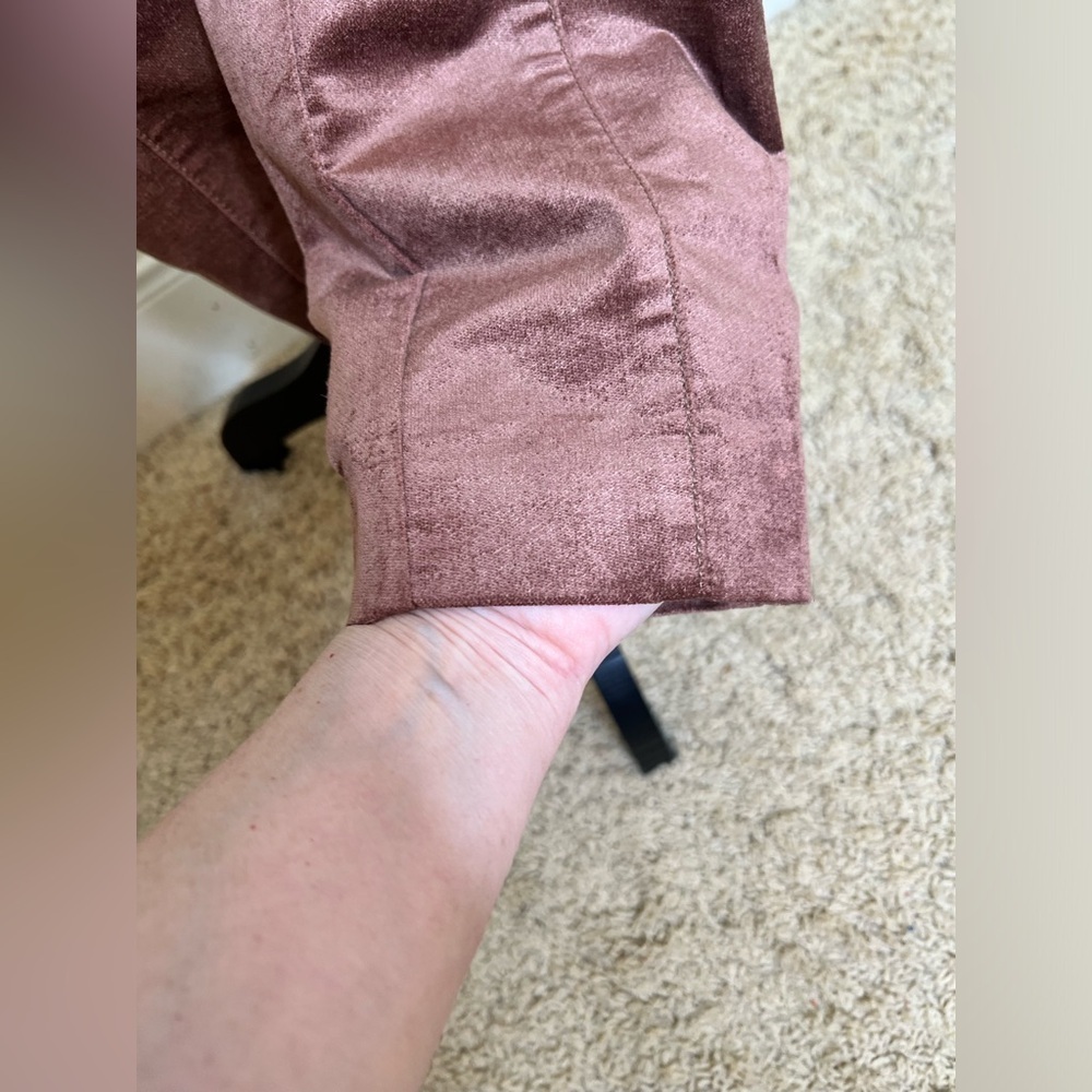 Anthropologie The Essential Slim Velvet Trousers Sz 8 in Bronze Brown Color - Picture 9 of 16